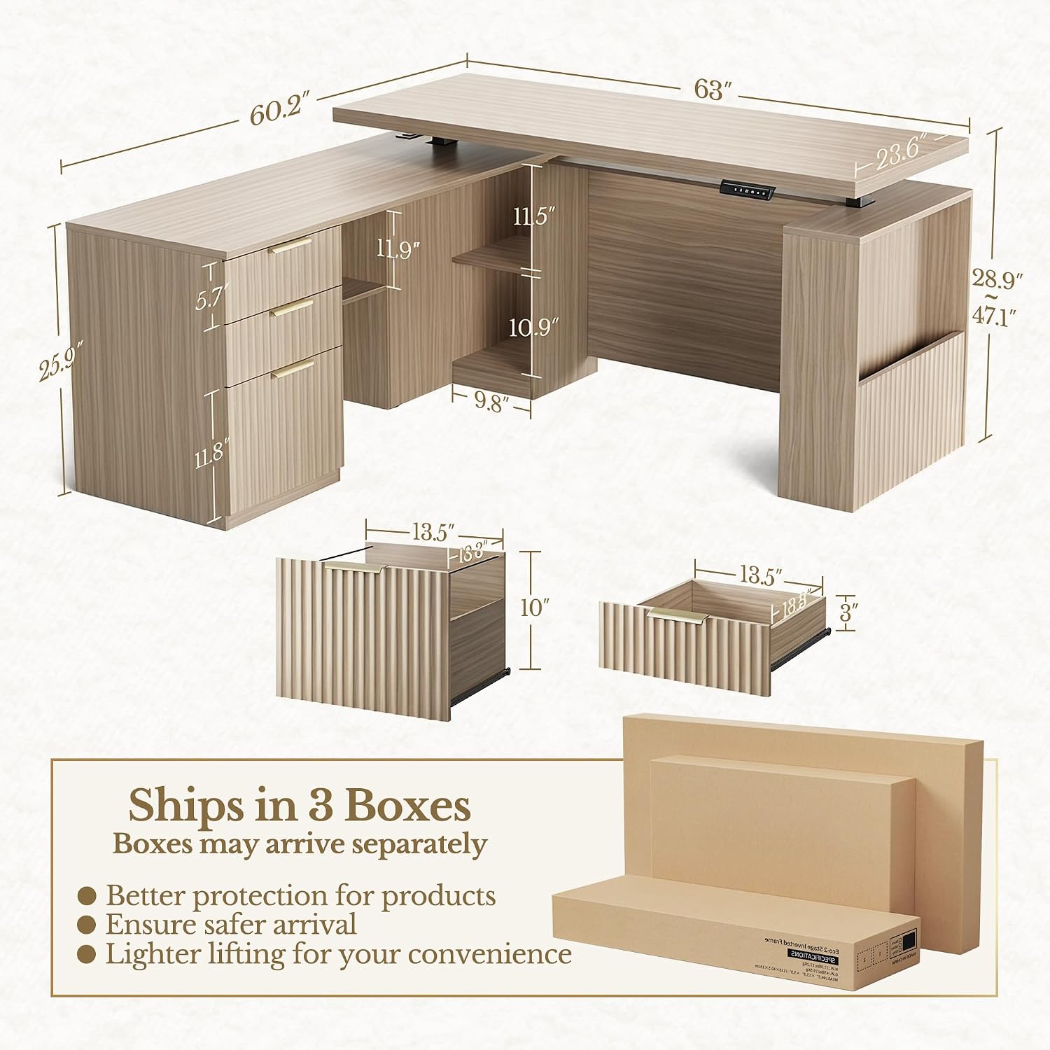 Office Furniture Filing Cabinets - مكتب قائم على شكل حرف L